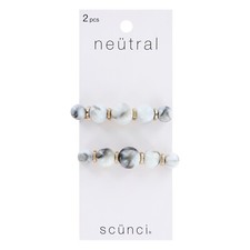 Scunci Neutral Pearl Marble Hair Barrettes, 2-Piece