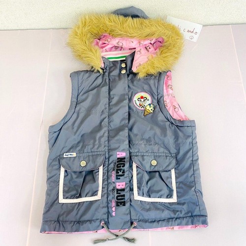 Angel Blue Reversible Vest 140cm Gray Pink Ice Cream Panda 1989 Sleeveless Japan - Picture 1 of 24