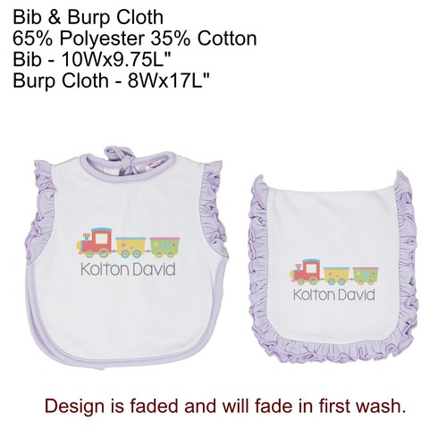 Baby Boy Personalized Custom Circus Train Bib and Burp Cloth Set VS2 - Picture 25 of 26