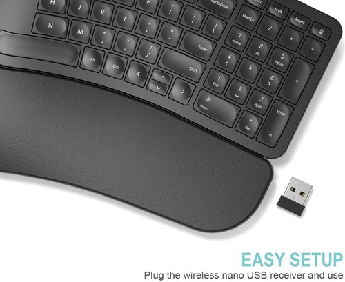 Arteck Split Ergonomic Keyboard with Cushioned Wrist and Palm Rest, - Picture 5 of 7