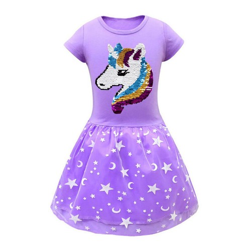 Kids Girls Unicorn Princess Dress Summer Birthday Party Gowns Prom Midi Dress~ - Picture 9 of 15