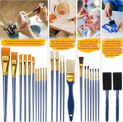 25Pcs Paint Brushes, Flat Paint Brushes Artist Paint Brush Set for Acrylic Oil - Picture 9 of 11