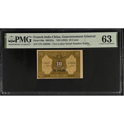 PMG 63 Wahl UNC Französisch Indo-China, Gouvernement Général, 10C SB522a ND (1942) - Bild 1 von 2