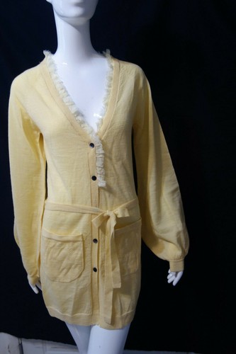 CÁRDIGAN DE LANA MON PETIT OISEAU SUÉTER AMARILLO TALLA S NUEVO CON ETIQUETAS - Imagen 1 de 3