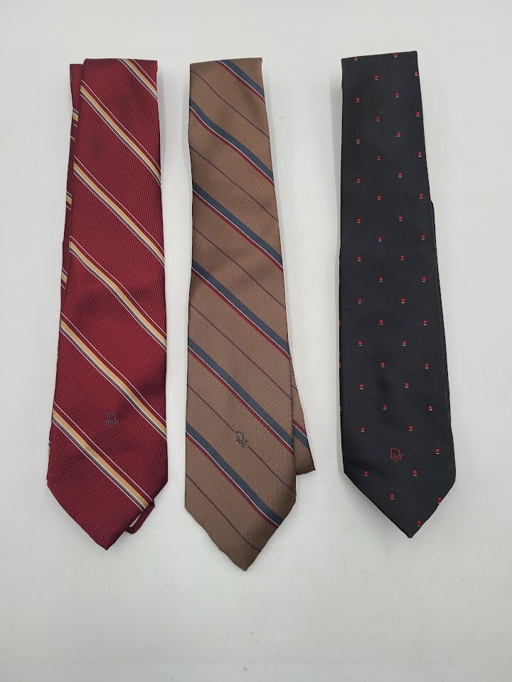 Christian Dior ブラウン ネクタイ Christian Dior Cravates Tie Brown With Stripes Dior Logo On