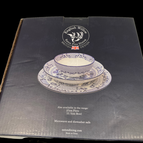 4 New Box (or 8/12) Eaton Fine Dining English Willow Blue & White Pasta Bowl 9” - Picture 9 of 12