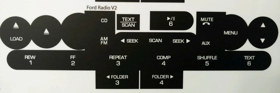 REPRODUCTOR DE CD ESTÉREO RADIO FORD 500 BOTÓN REPARACIÓN RESTAURAR CALCOMANÍAS PEGATINAS Foto 3 de 4