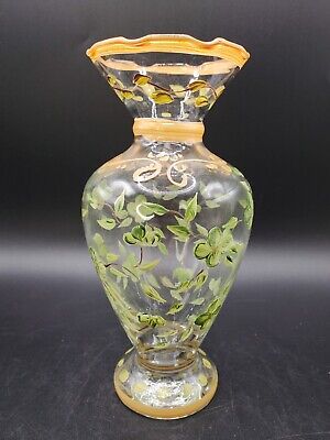 Vintage Hand Painted Floral Bud Vase with Gold Details and Ruffled Edge Vintage Hand Painted Floral Bud Vase with Gold Details and Ruffled Edge