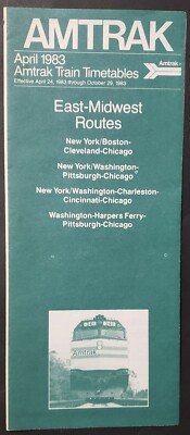 Amtrak Zugfahrplan Ost-Mittelwest Strecken April 1983 - Oktober 1983