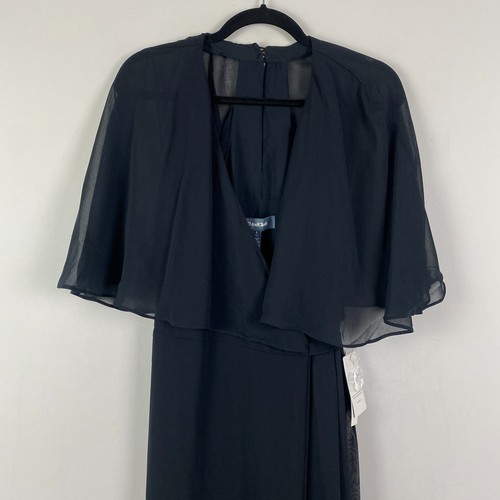 Modcloth Queen of Eden Maxi Dress Size Small Black Wrap Tie Sheer Cape - Picture 2 of 9