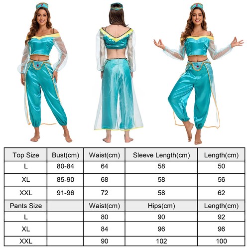 Sexy Aladdin Princess Jasmine Cosplay Fancy Costume top Pants Dress Up Au stock - Picture 2 of 17