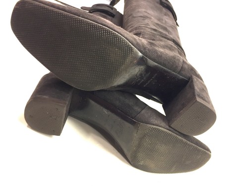 ROGER VIVIER Brown Suede Low-Heel Buckle Accent Pull-On Knee-High Boots Sz36 - Picture 8 of 9