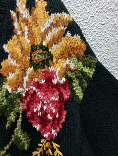  Marisa Christina 80er Sonnenblumen Strickjacke Pullover Storybook Medium handgestrickt - Bild 3 von 7