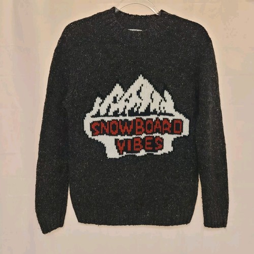 Zara Kids Collection Snowboard Vibes Boys Chunky Knit Black Sweater Sz 13 14 - Picture 1 of 5