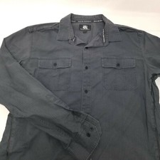 Rock  Republic Men's Button Down Shirt Long Sleeve Dark Wash Black Size L