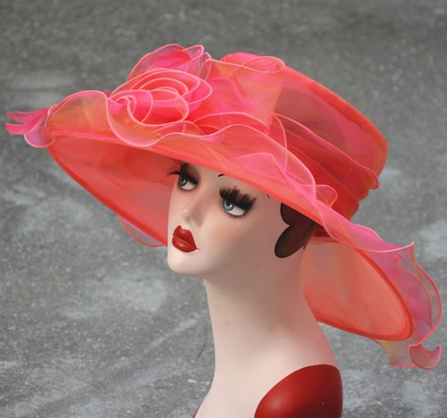 Vestido de mujer Iglesia Boda Kentucky Derby Ancho Ala Pluma Sun Floppy Hat A341 - Imagen 75 de 119