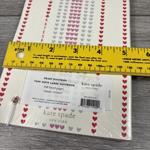 KATE SPADE Take Note Large Notebook 168 Lined Page Heart Pinstripe & Large Pink - Picture 8 of 9