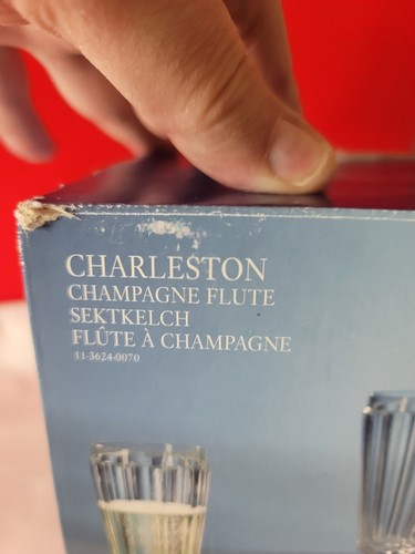 Set of 4 VILLEROY & BOCH CHARLESTON CHAMPAGNE FLUTE CRYSTAL GLASS 7" Tall W/ BOX - Picture 5 of 8