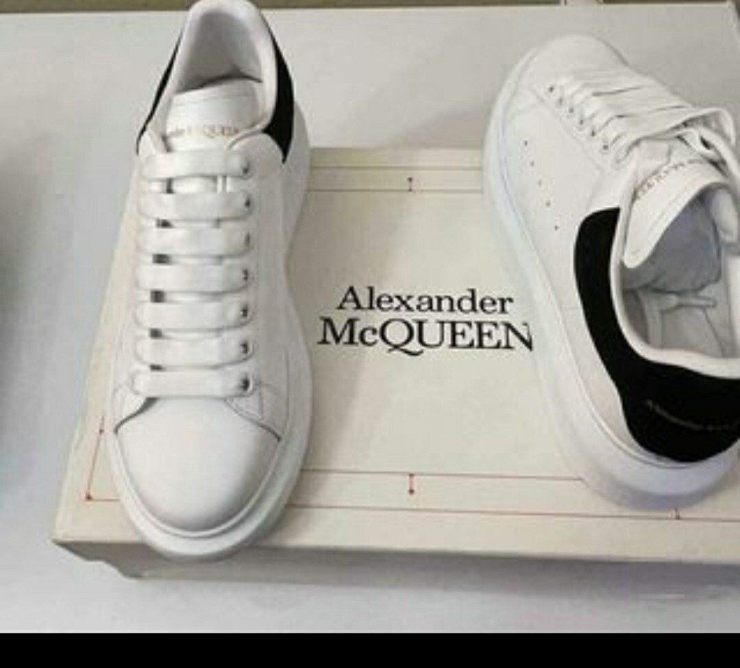 Alexander McQueen Oversized Sneaker. White Paris Blue Calfskin