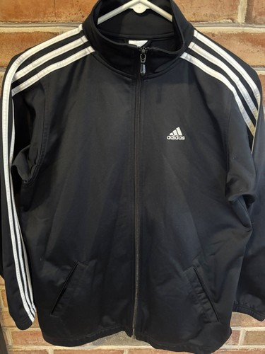 Chaqueta de Pista Adidas Negra Cremallera Completa con Rayas Blancas Para Hombre Talla M - Imagen 1 de 9