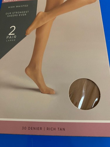 NEU GRÖSSE LARGE SEIDE IMPRESSIONEN DURCHSICHTIGER HALT 30D SATT HELLBRAUN HOHER BUND 2ER-PACK - Bild 5 von 13