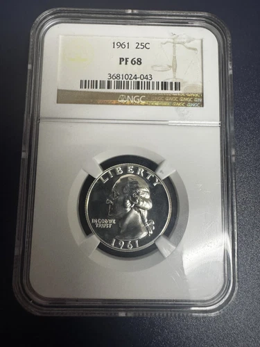 1961 SILVER PROOF QUARTER - NGC PF68