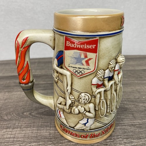 Taza de cerveza de cerámica grande vintage Budweiser 1984 de los Juegos Olímpicos de Los Ángeles - Imagen 4 de 9