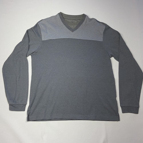 Van Heusen Gray V-Neck Crew Neck Long Sleeve Golf Sweater Shirt Men’s Lg