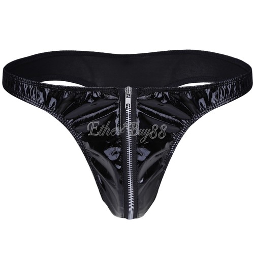 UK_Herren Zipper Tangas G-String Unterwäsche Kunstleder Jockstrap Slip Unterhose - Bild 1 von 6