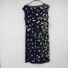 NEW Chaps Womens Dress Size L Floral  Sleeveless Ladies Midi Dress Blue NWT
