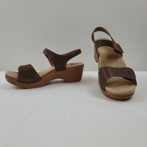 Dansko Sonnet Sandals Women’s US 10.5 Floral Leather Ankle Strap  Brown 