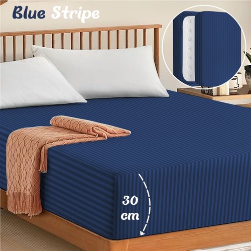 Extra Deep 25 cm Fitted Sheet Stripe Bed Sheets Single Double Super King Size - Picture 38 of 99