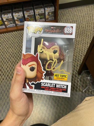 Elizabeth Olsen Signed Funko Pop- Scarlet Witch- Hot Topic 828 - JSA Witnessed | eBay