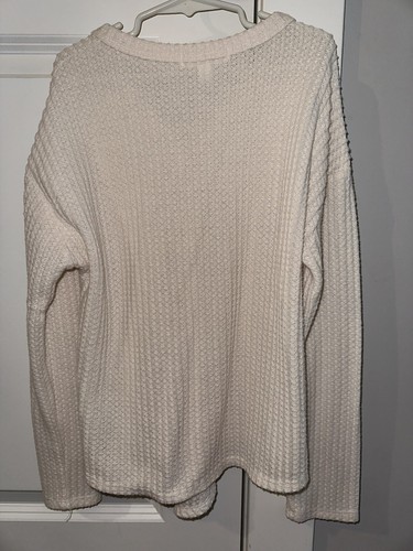 Girls LOVE GLAM GIRL L/S Cream Button Down Waffle Knit Tunic Top Size Medium - Picture 5 of 8