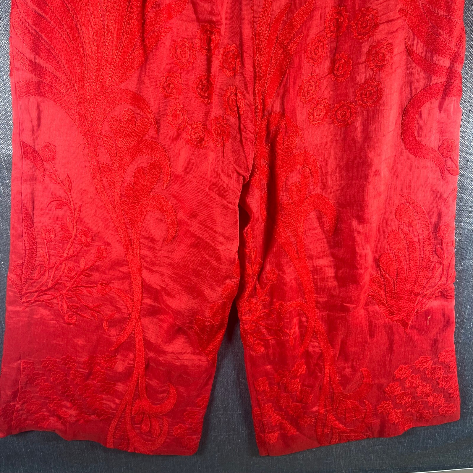 Aijek Womens Romper SIze 1 Red Silk Linen Blend Floral Juniors