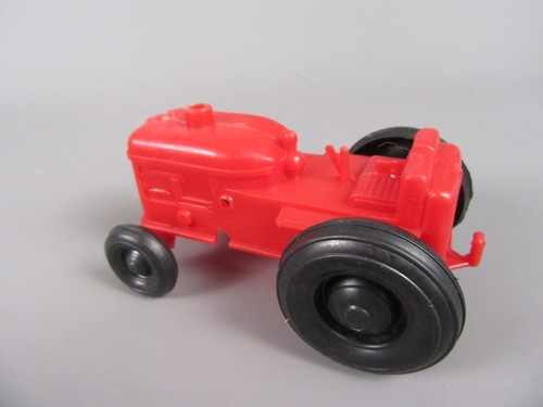 C118 Vintage Spielzeug Basar Frankreich Traktor Agrar Rot Plastik L 14.2 CM - Picture 11 of 11