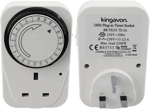 Plug In Timer 24 Hour White 3 Pack 3 Pin Plug Mains Timer With Switch - Picture 5 of 6