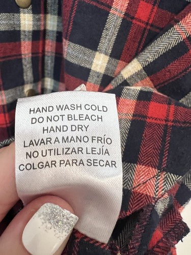 Túnica para mujer IJoah a cuadros roja azul con botones con capucha bolsillos talla grande - Imagen 12 de 16