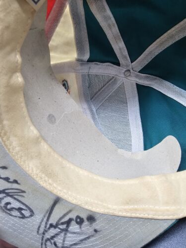 Miami Dolphins Wave Spellout Logo 7 Hat NFL 90’s Cap Snapback Autograph - Picture 11 of 15