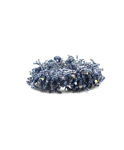 Vintage Handmade Woven Blue Seed Beaded Magnetic Clasp 7" Bracelet Unisex - Picture 4 of 8