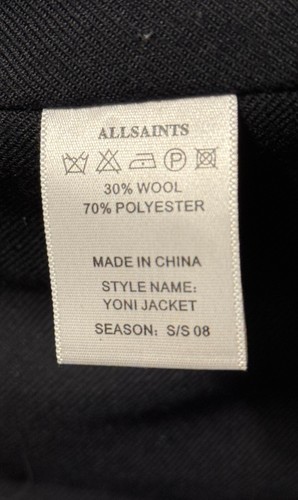 AllSaints SS08 Spitalfields Yoni wrap black jacket for women's size 8 US - Picture 6 of 7