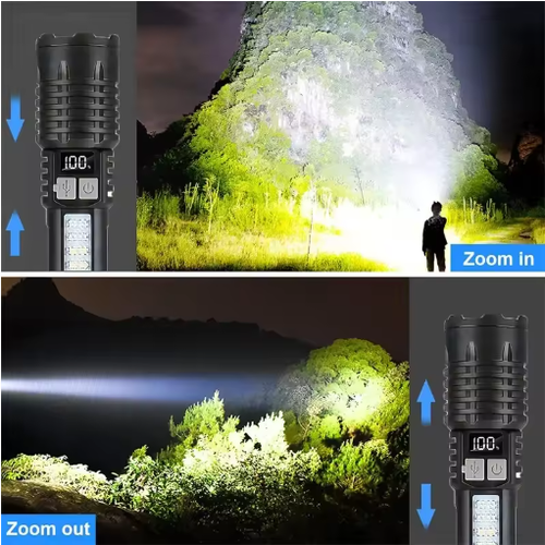 High Power LED Flashlight Powerful TYPE-C Rechargeable COB with Side Light Torch - Picture 3 of 4
