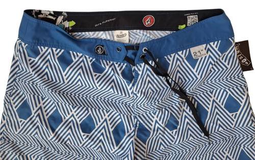 Volcom New Swim Board Shorts Blue and White 32 Inseam 12" - Picture 2 of 5