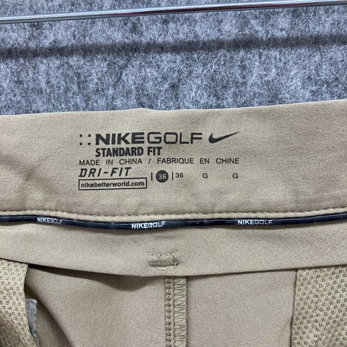 Nike Golf Shorts Standard Dri-Fit Mens 36 x 10" Khaki Tan Stretch Flat Front - Picture 6 of 10