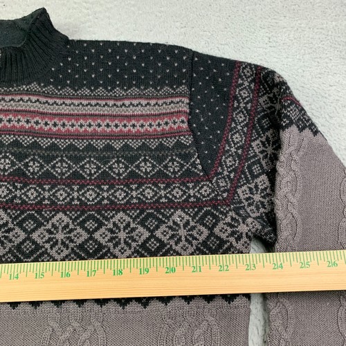 VTG Obermeyer Sweater Mens M 1/4 Zip Mock Neck Long Sleeve Cable Fair isle Print - Picture 8 of 12