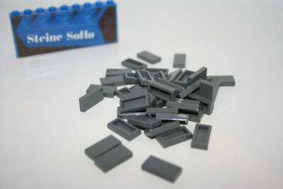 Lego (c) 50x Fliesen 1x2 dunkelgrau - 3069b - dark bluish gray tile - Kacheln -