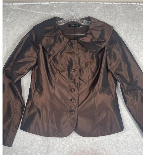 Blazer Rickie Freeman Teri Jon 100% seta marrone, giacca abito, taglia 6 donna. - Foto 15 di 17
