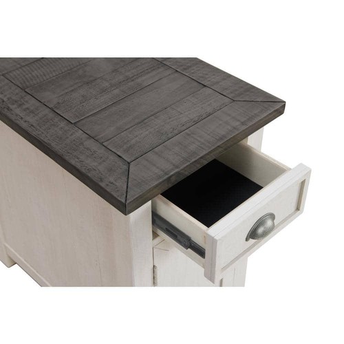 Martin End Table 16"W x 25"H Farmhouse-Style Rectangle Wood Frame White/Gray - Picture 5 of 12