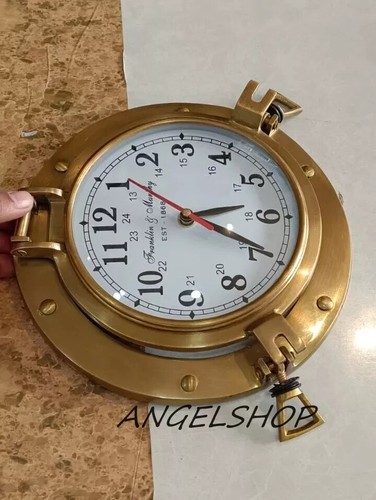 6'' Nautical Antique Brass Finish Ship Porthole Clock Wall Decor Navigation Gift - Picture 5 of 5
