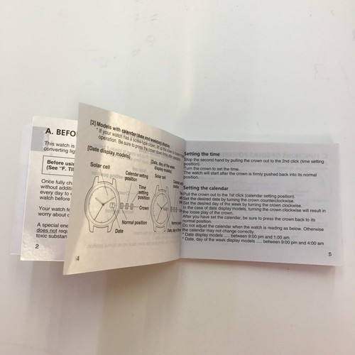 CITIZEN Eco-Drive Original General Instructions Manual Booklet - Picture 26 of 27